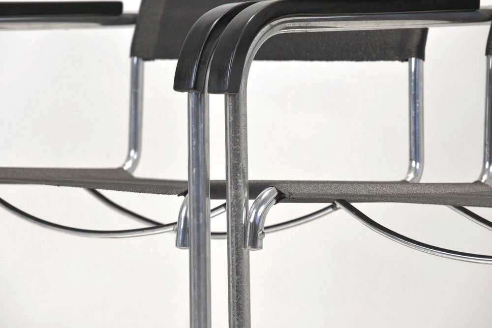 5830.0 B34 Armrest Cantilever Chairs In Iron Yarn Covering And Steel Tube By Marcel Breuer For Thonet, Germany, 1928, Set Of 2 photo