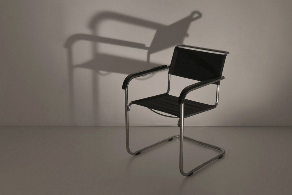 photo buy B34 Armrest Cantilever Chairs In Iron Yarn Covering And Steel Tube By Marcel Breuer For Thonet, Germany, 1928, Set Of 2