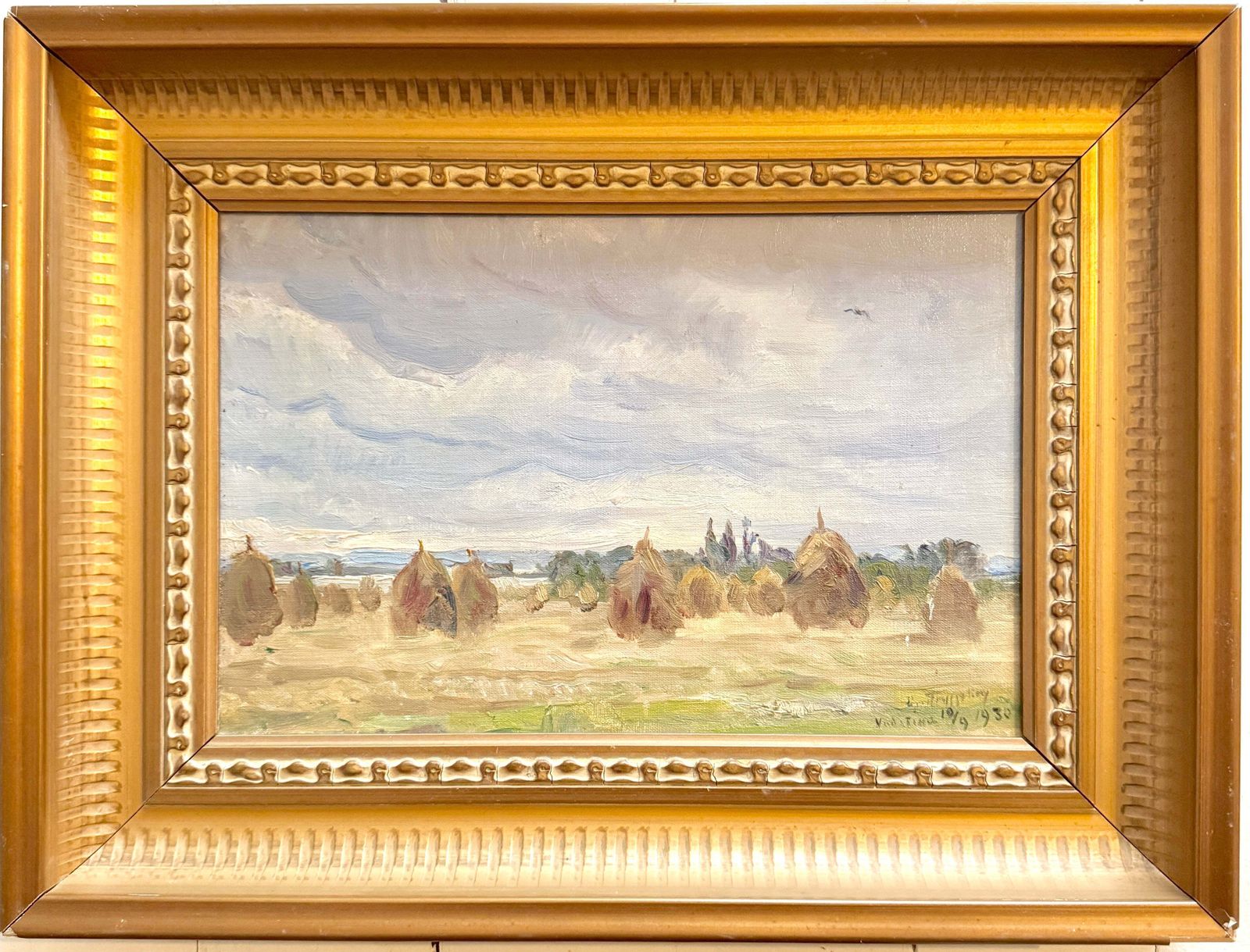 When The Fields Fall Silent 1930. Vintage Swedish Oil Painting By Erik Tryggelin