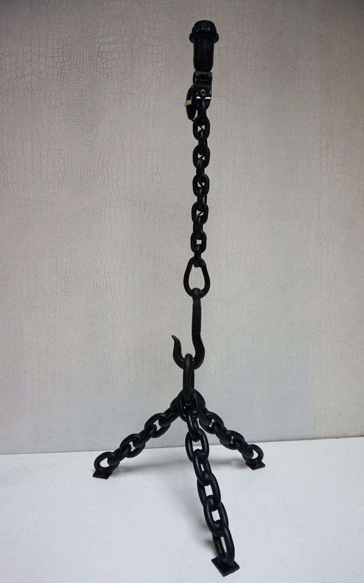 Vintage Brutalist Nautical Iron Chain Floor Lamp In The Style Of Franz West, 1970s