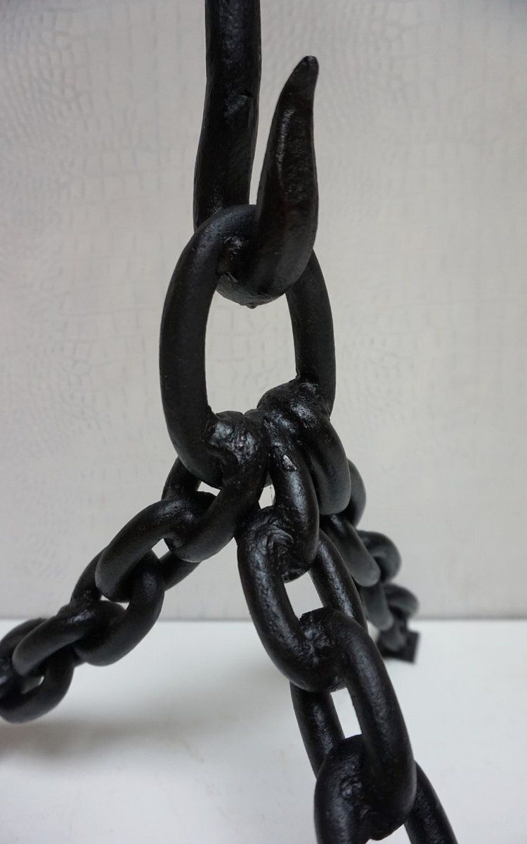 Vintage Brutalist Nautical Iron Chain Floor Lamp In The Style Of Franz West, 1970s photo vinterior