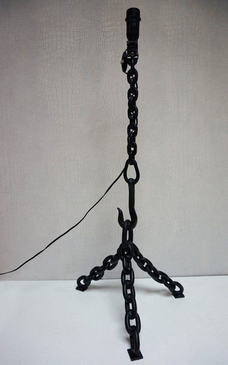 Vintage Brutalist Nautical Iron Chain Floor Lamp In The Style Of Franz West, 1970s photo vintage
