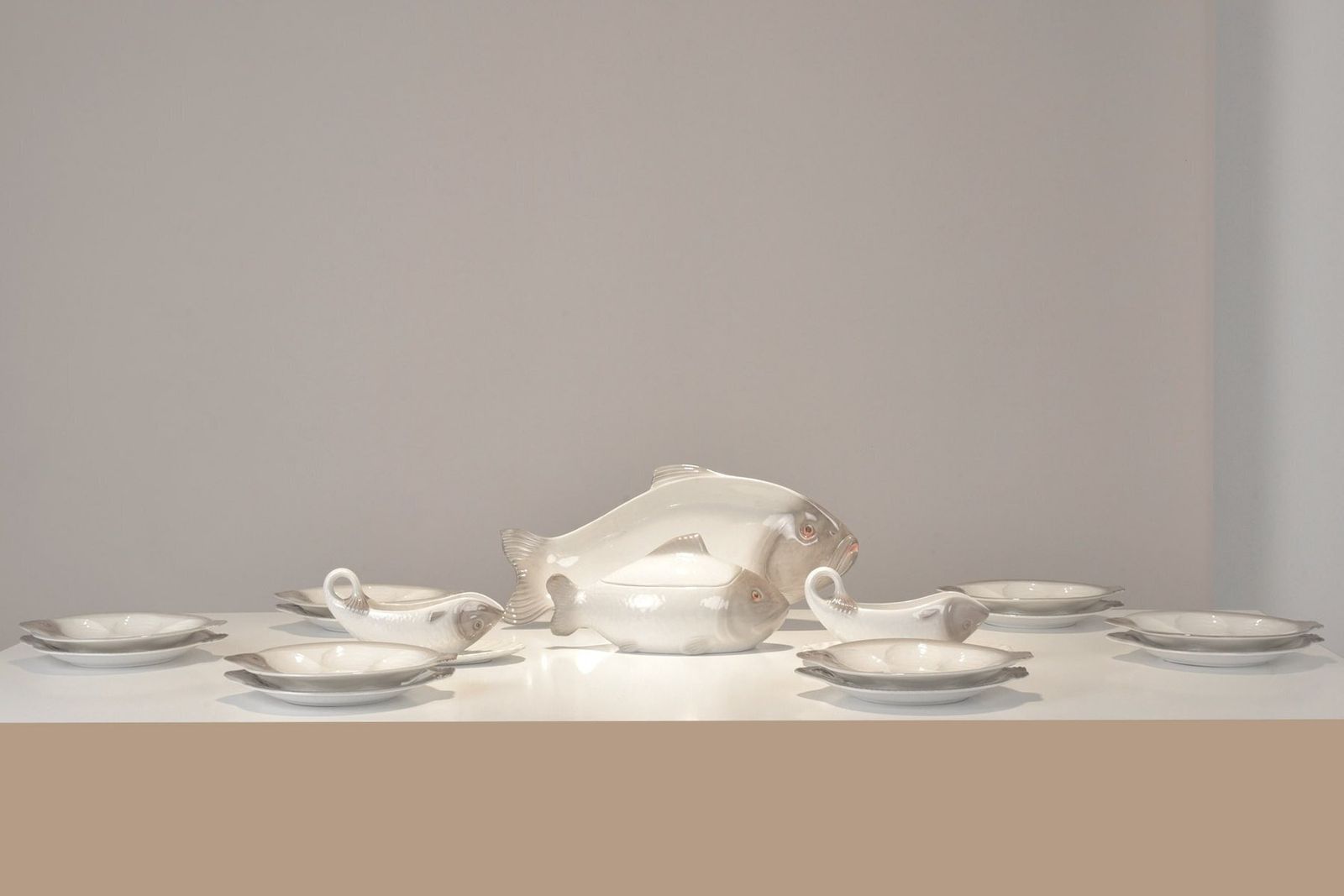 Home Decor Fish Service By Adolph Müller For Wächtersbach Steingutfabrik, Germany, 1901, Set Of 22 photo