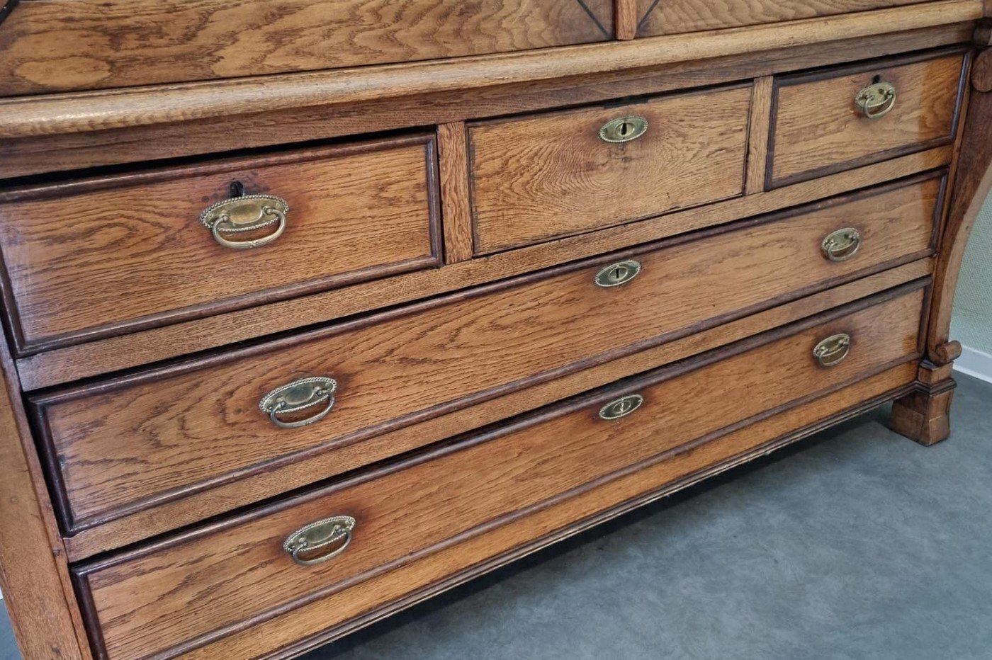 Empire Dutch Demountable Oak Cabinet With Hidden Secretary, 1820s photo buy