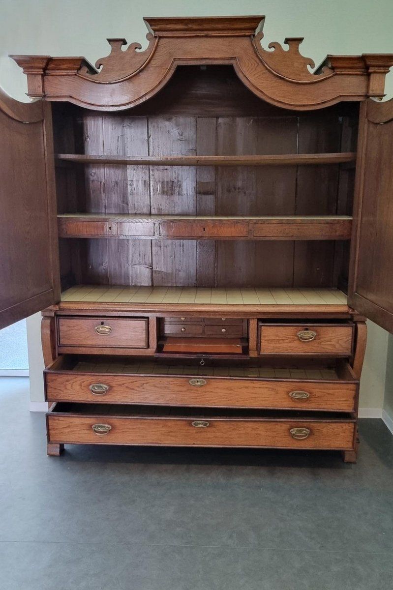photo furniture Empire Dutch Demountable Oak Cabinet With Hidden Secretary, 1820s