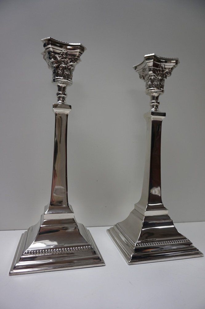 photo buy Neoclassical Sterling Silver Column Form Candleholders Birmingham By Bayliss And Coulthard, 1913, Set Of 2