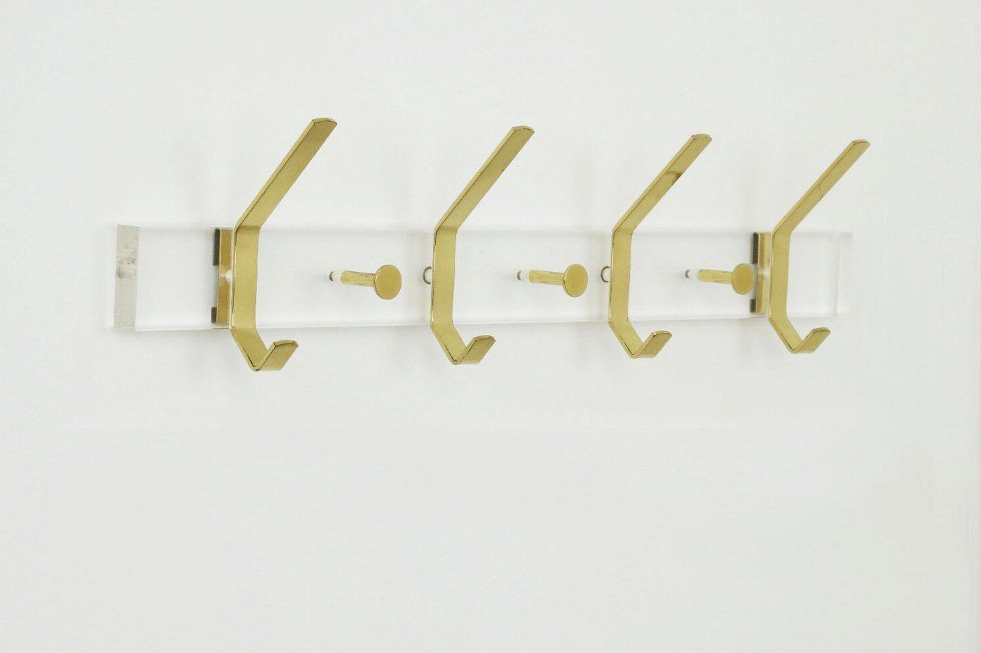 Hollywood Regency Acrylic Glass And Brass Wall Coat Rack, 1970s photo furniture