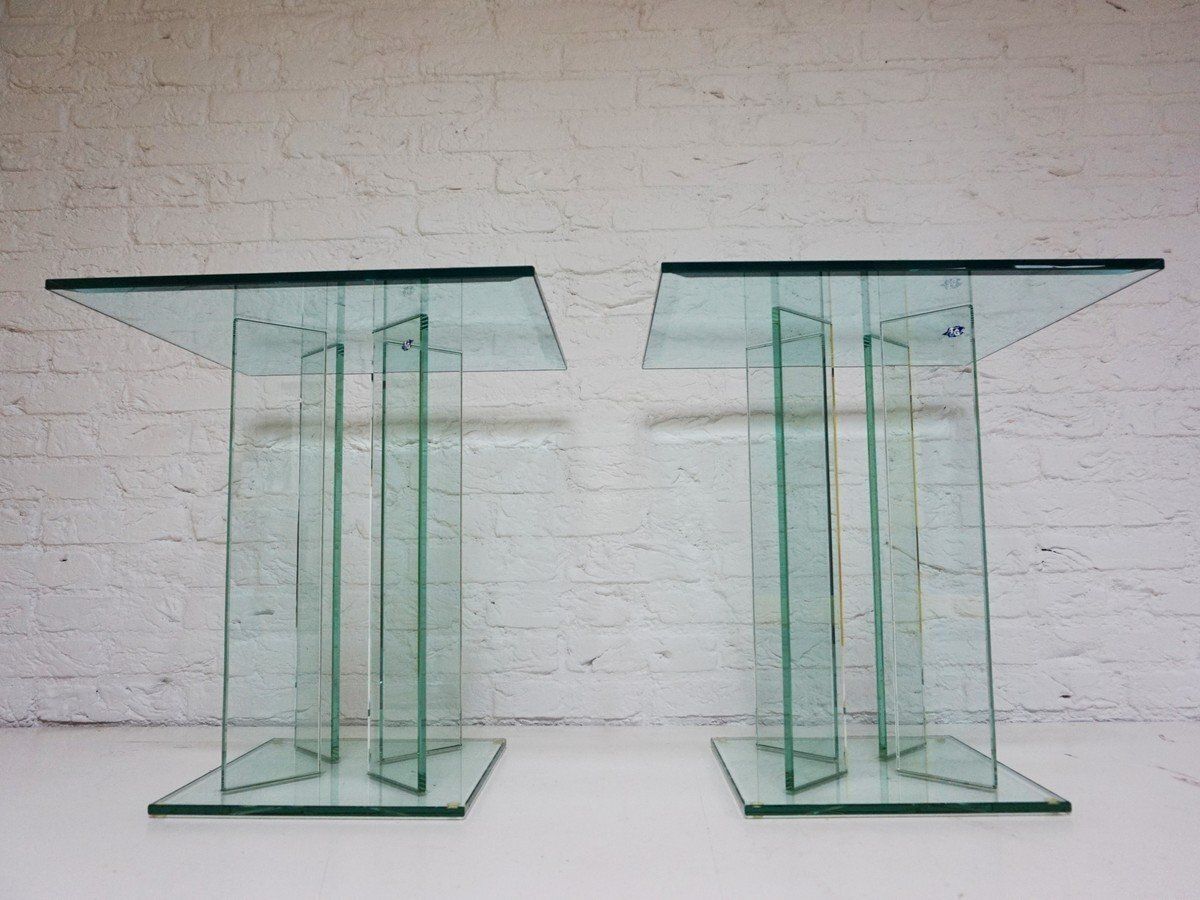 Mid Century Modern Art Glass Side Tables By Tg Design, 1970s, Set Of 2 photo furniture