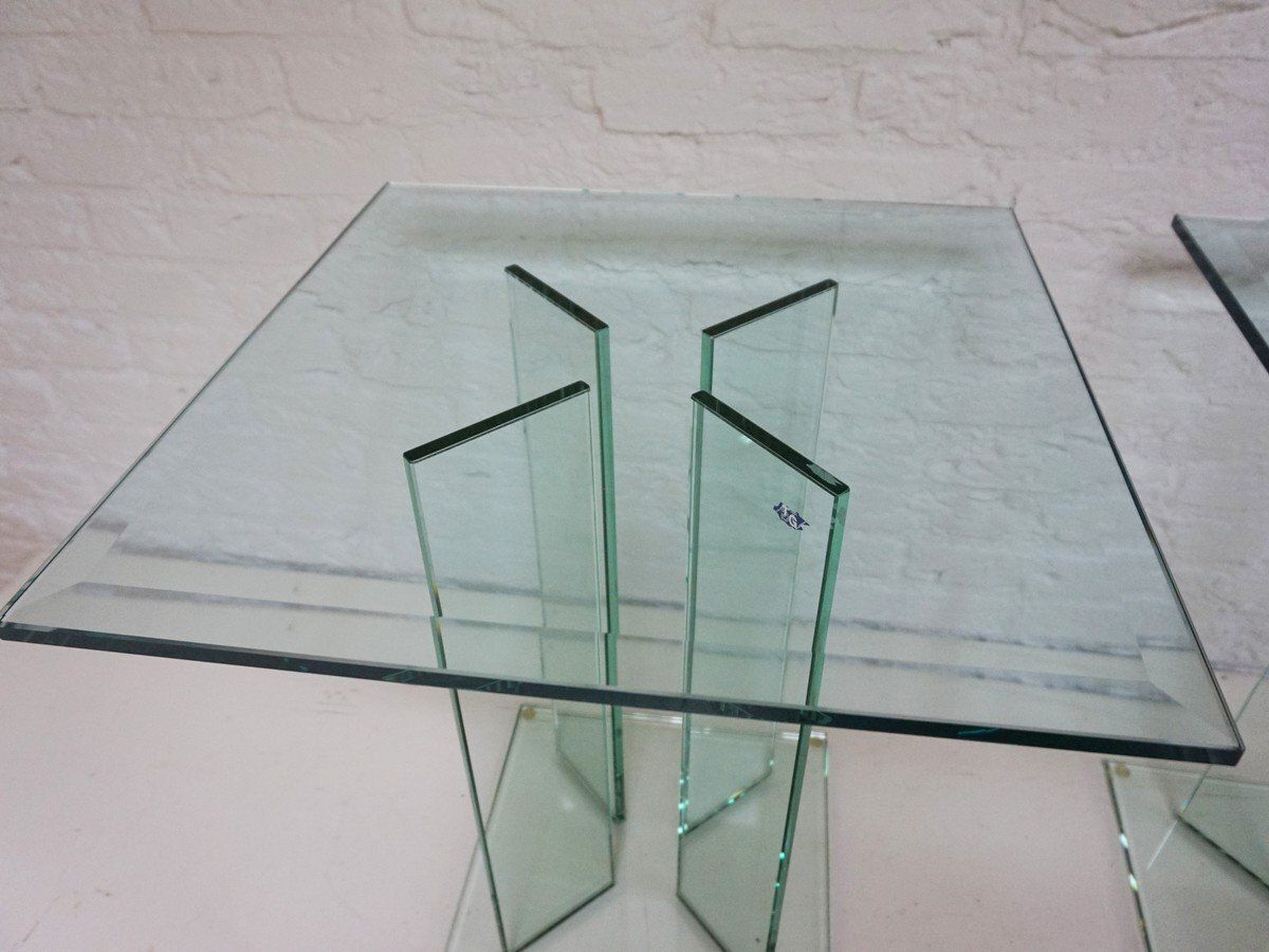 Mid Century Modern Art Glass Side Tables By Tg Design, 1970s, Set Of 2 photo vinterior