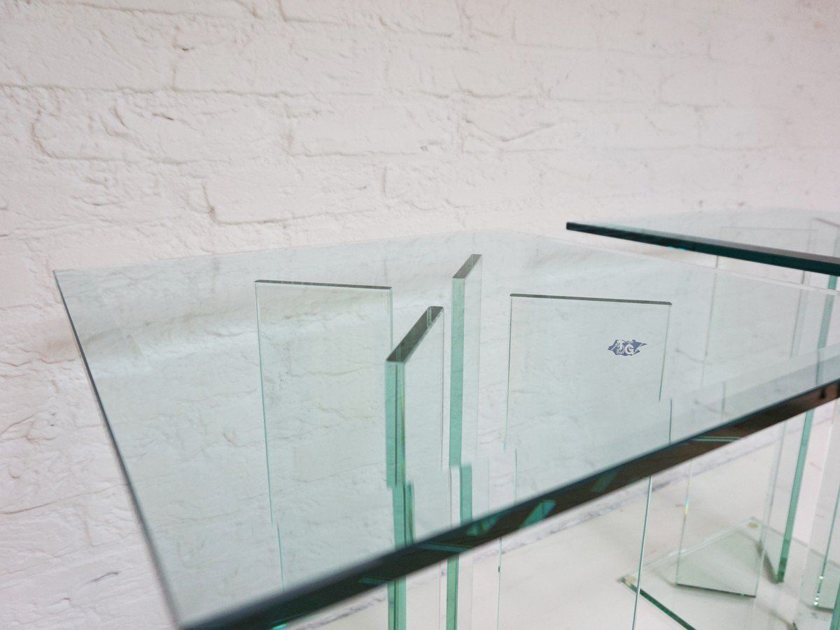 Mid Century Modern Art Glass Side Tables By Tg Design, 1970s, Set Of 2 photo buy