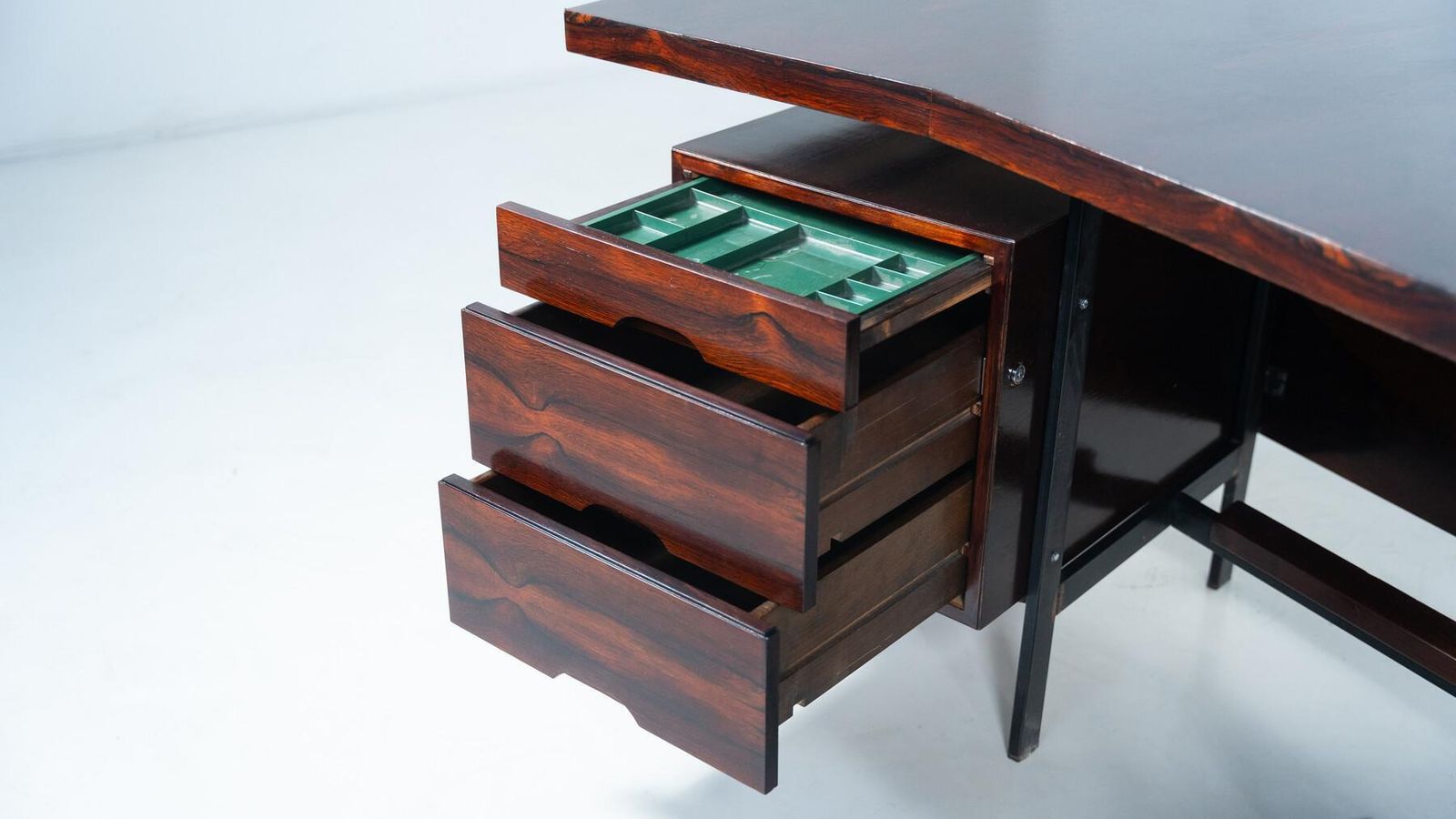 Mid Century Modern Italian Wooden Desk With Drawers, 1960s photo vintage
