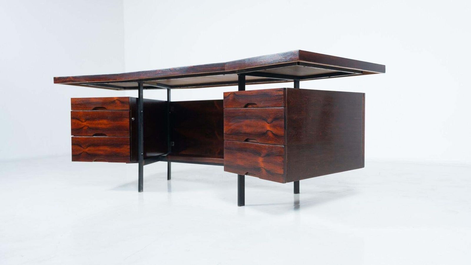 7643.0 Mid Century Modern Italian Wooden Desk With Drawers, 1960s photo