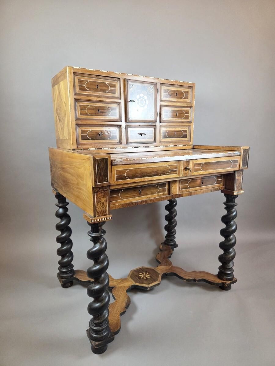 Cabinet, Walnut And Mahogany, Bone Ornamentation, Flanders , Late 18th photo Furniture