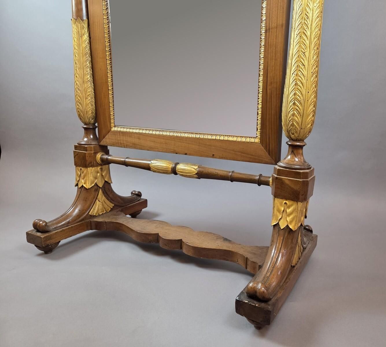 Empire Mahogany And Giltwood Psyche Mirror, 19th Century photo Home Decor