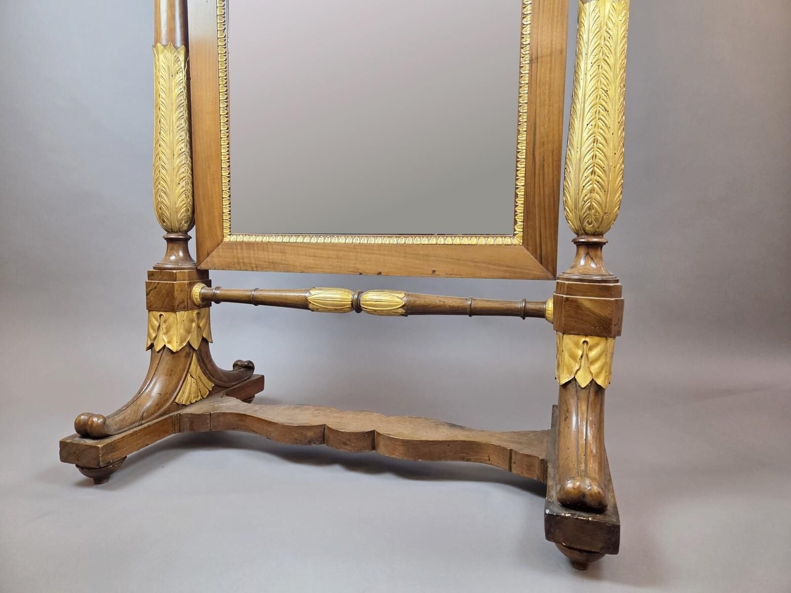 photo furniture Empire Mahogany And Giltwood Psyche Mirror, 19th Century