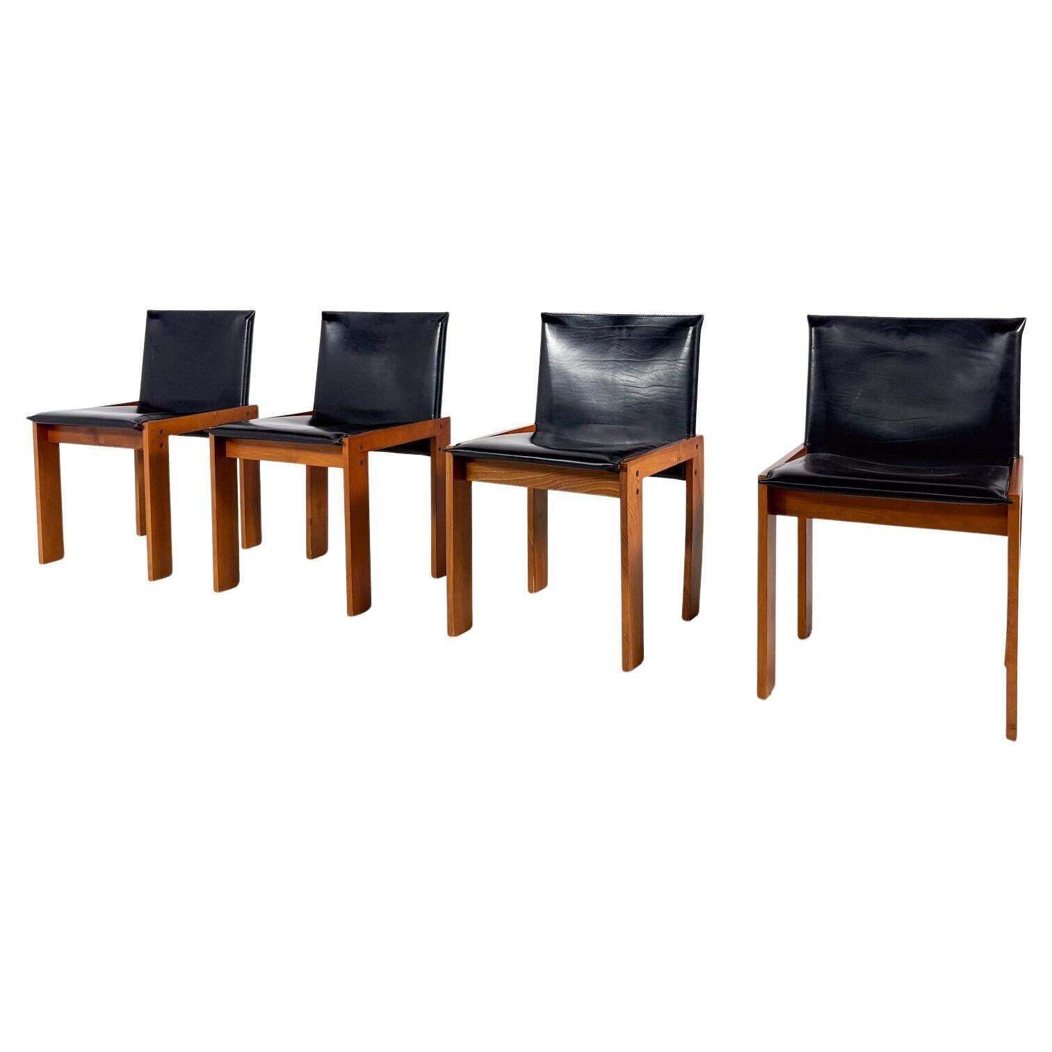 Mid Century Modern Set Of 4 Chairs In The Style Of Scarpa, 1970s