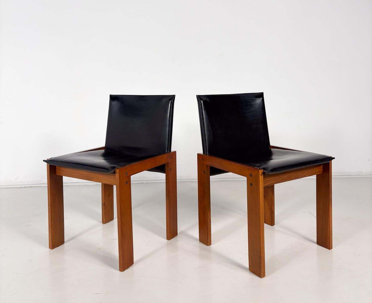 Mid Century Modern Set Of 4 Chairs In The Style Of Scarpa, 1970s photo vinterior