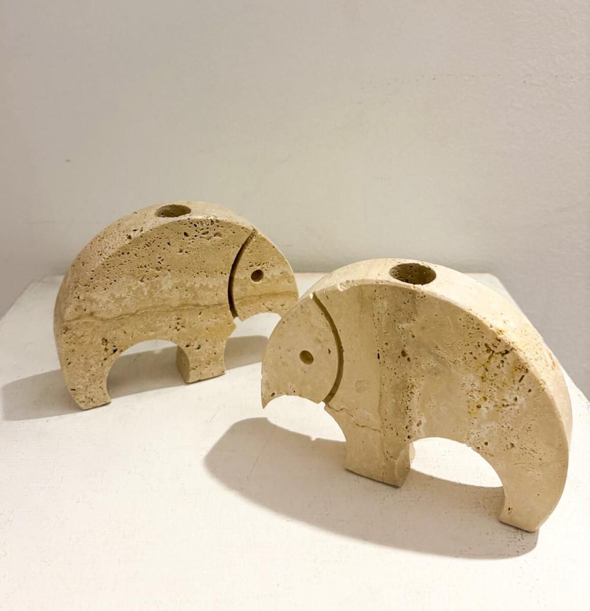 Mid Century Travertine Figures By Fratelli Mannelli, 1970s photo buy