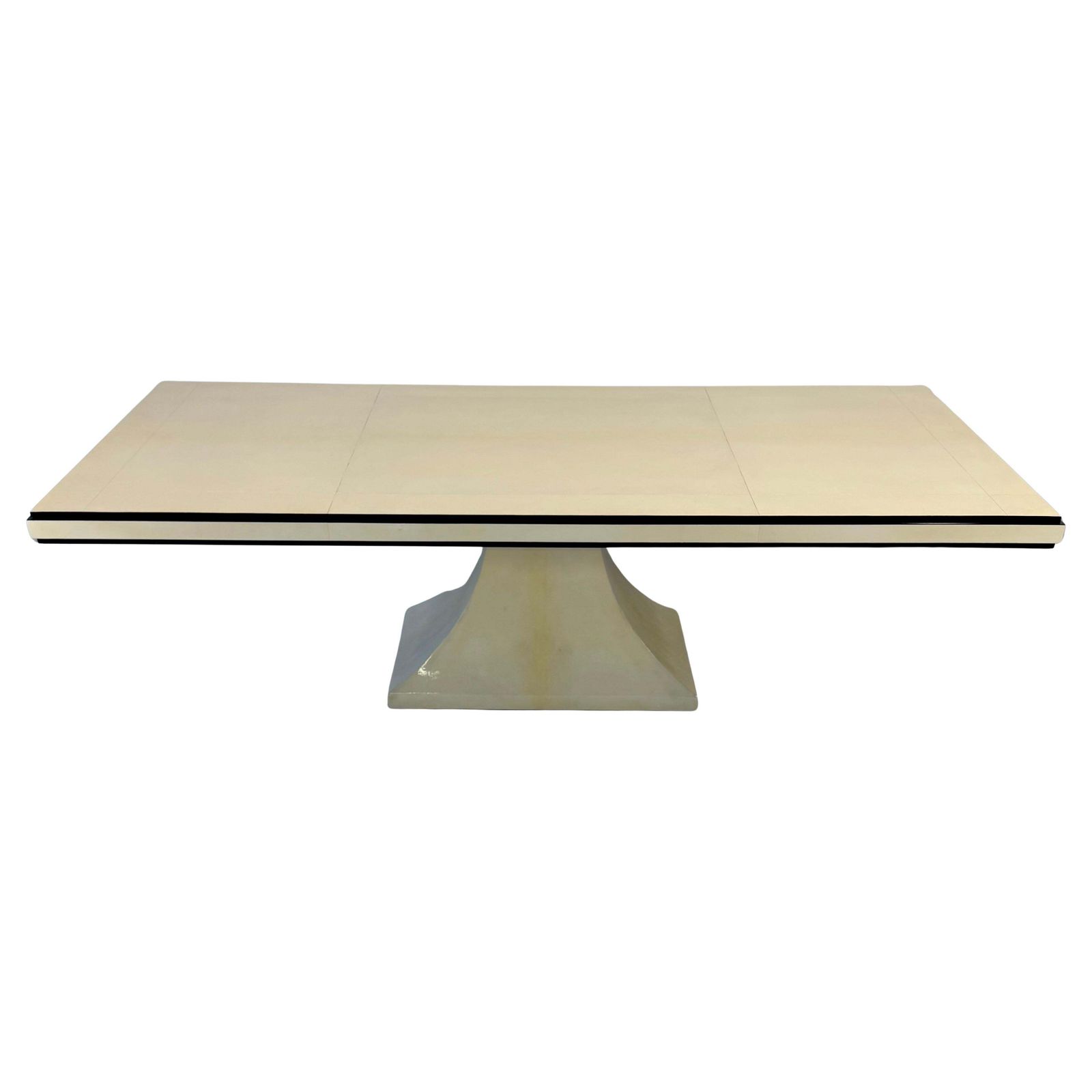 Italian Art Deco Table In Parchment Leather With Black Profiles, 1940s