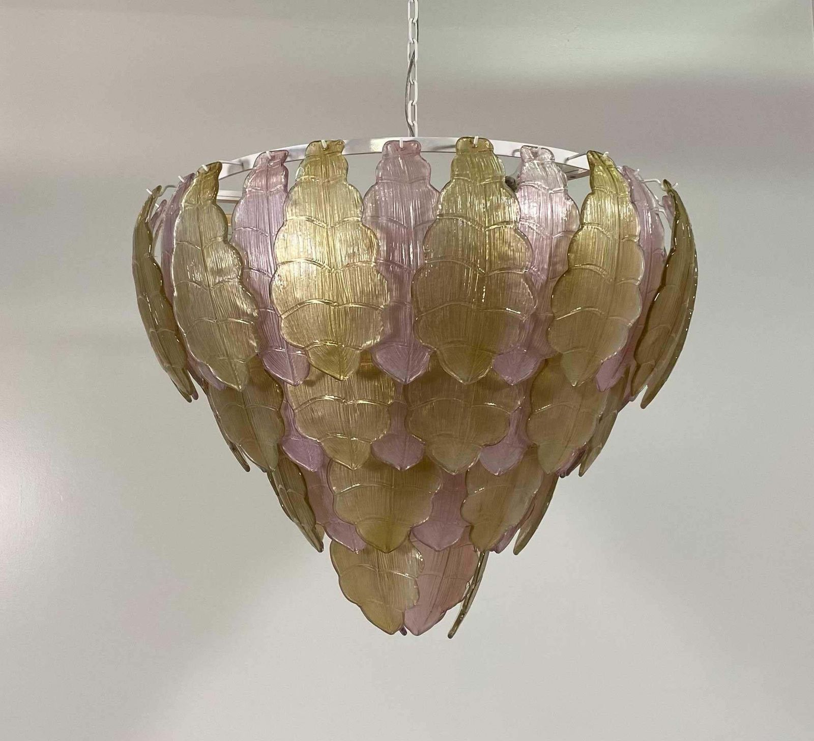 Italian Art Deco Gold And Pink Murano Glass Chandelier photo furniture
