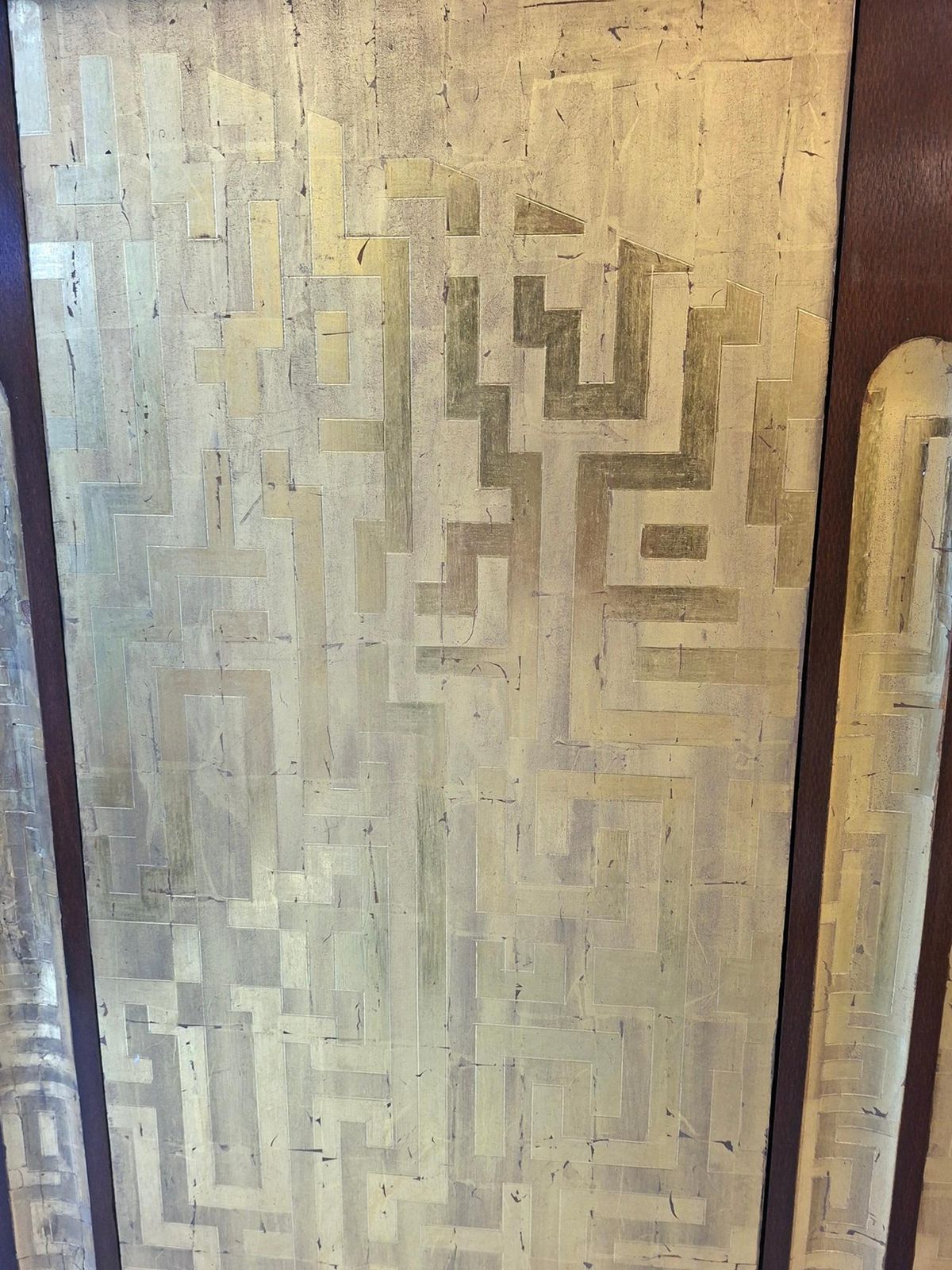 photo vinterior Console Furniture After Eugene Printz With 4 Doors Gold Leaves Lacquered