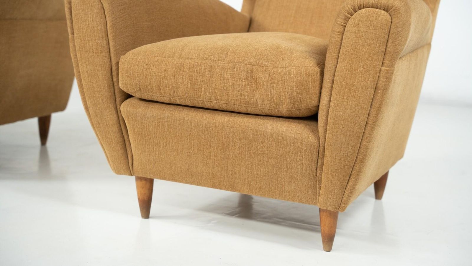 Mid Century Modern Pair Of Highback Armchairs, New Upholstery photo buy