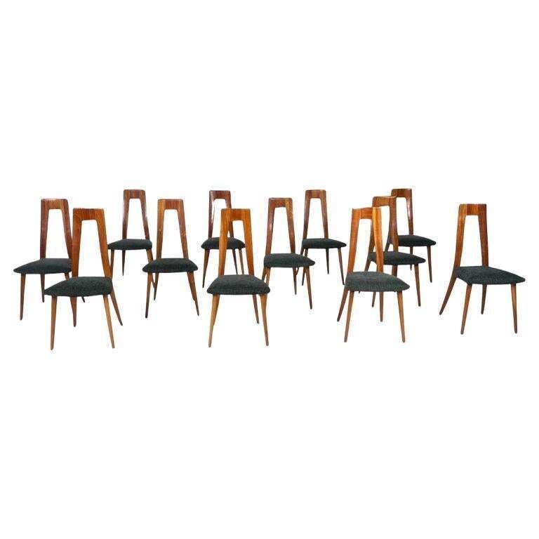 Mid Century Set Of 12 Chairs By Ernst Martin Dettinger For Veil, 1950s