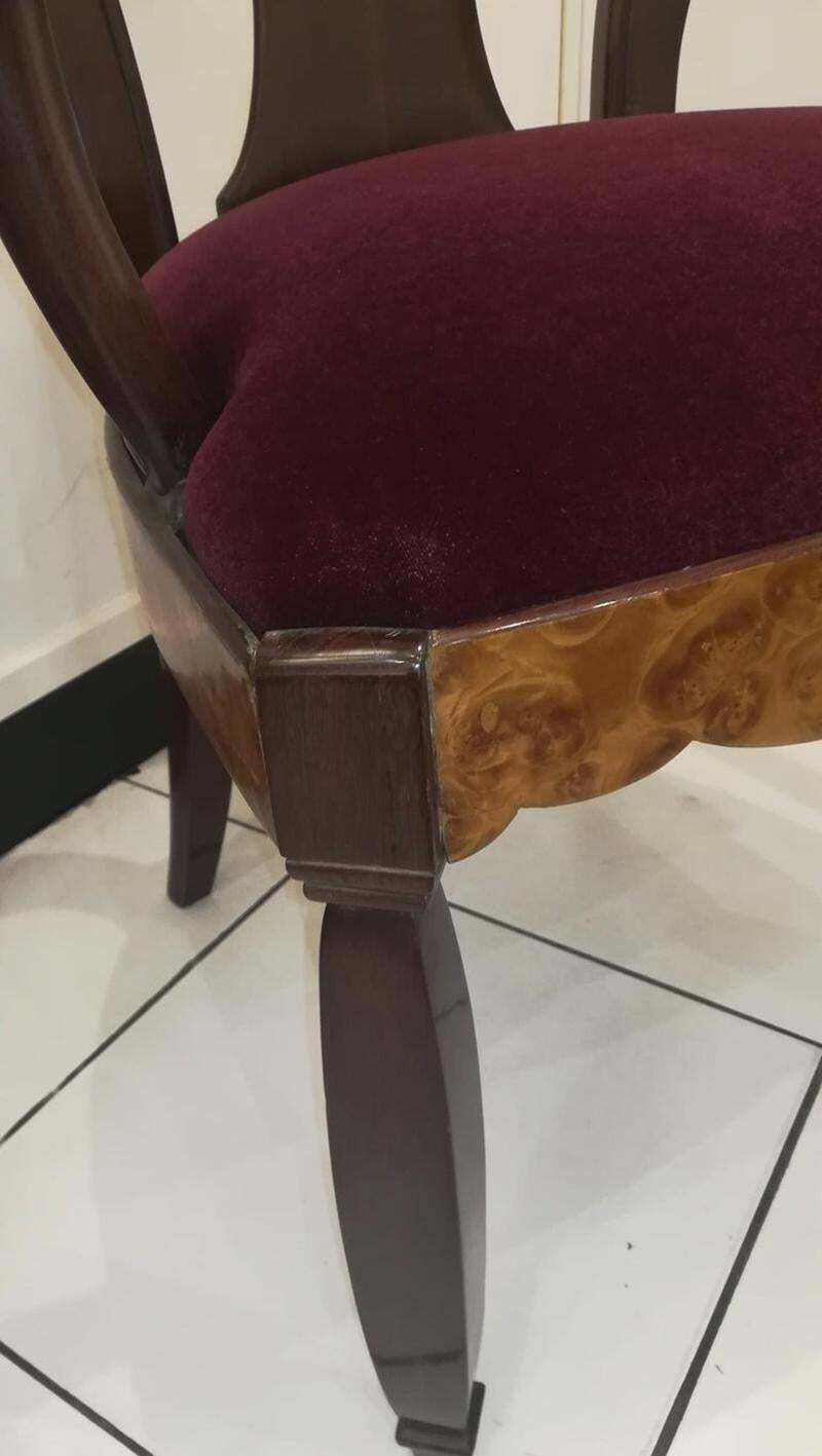 2122.0 Pair Of Walnut Burl And Amaranth Wood Armchairs, Circa 1925 photo