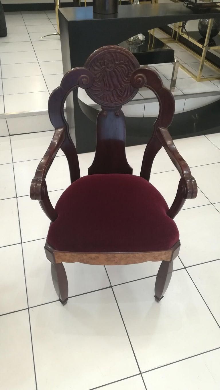 photo vinterior Pair Of Walnut Burl And Amaranth Wood Armchairs, Circa 1925
