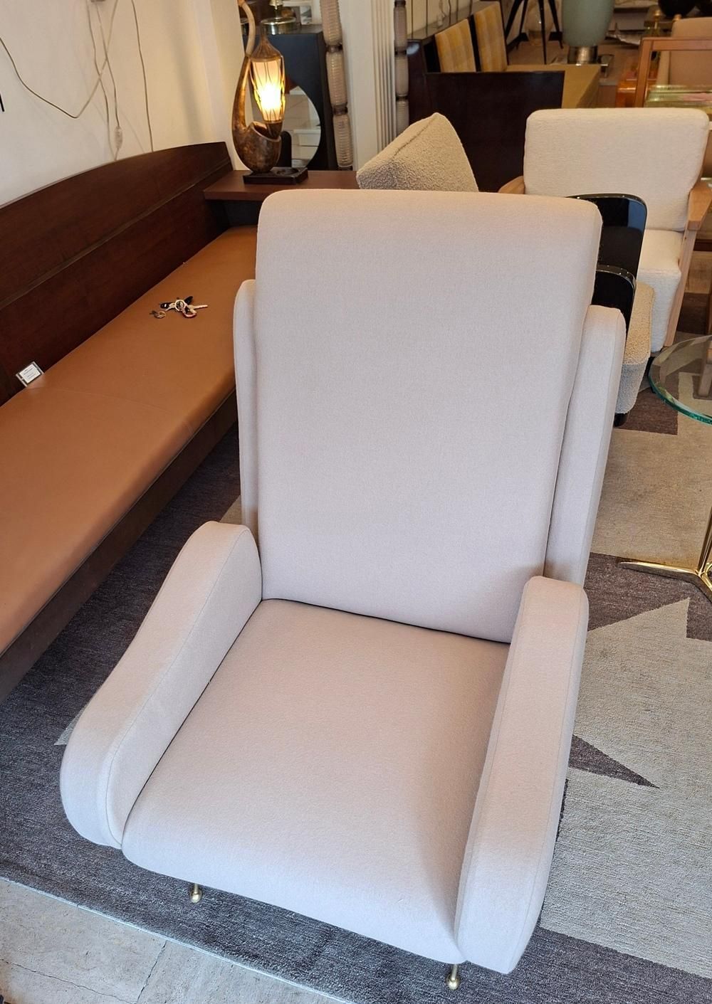 Pair Of Armchairs In Light Beige Fabric photo vintage