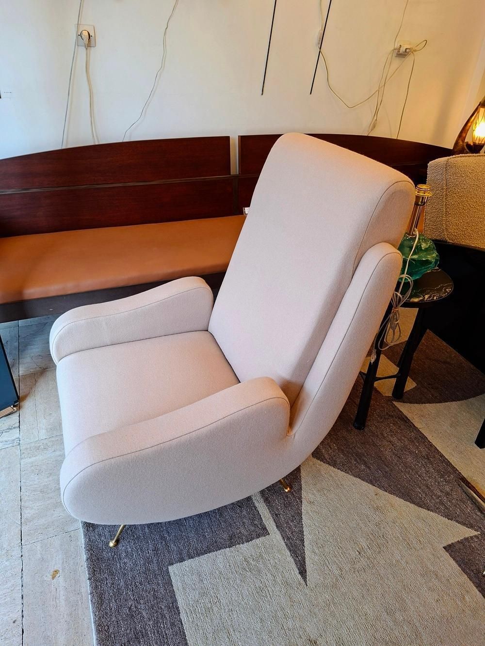 photo for sale Pair Of Armchairs In Light Beige Fabric