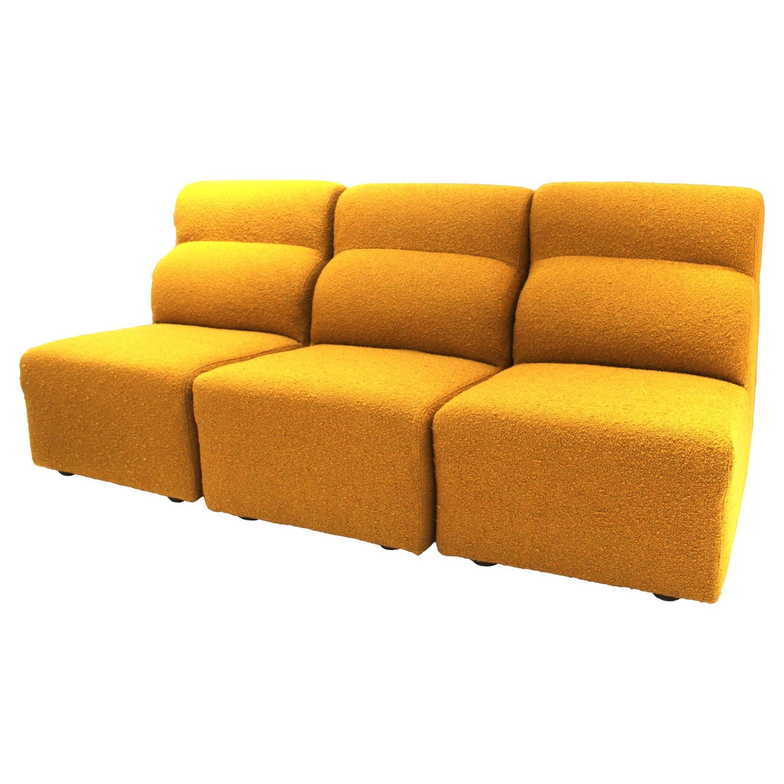 Set Of Modular Armchairs In Mustard Wool Upholstery, Italy, 1970