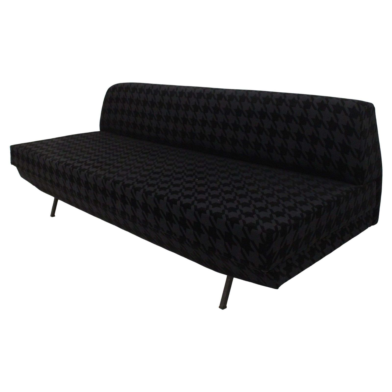 Italian Mid Century Sofa Bed In Textured Black Velvet, Italy, 1950