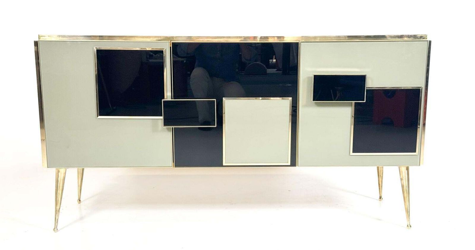 Contemporary Sideboard, Wood Glass And Brass, Italy photo furniture