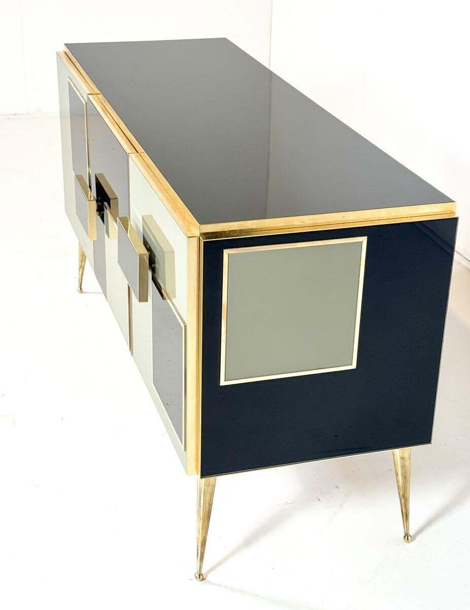 Contemporary Sideboard, Wood Glass And Brass, Italy photo Furniture