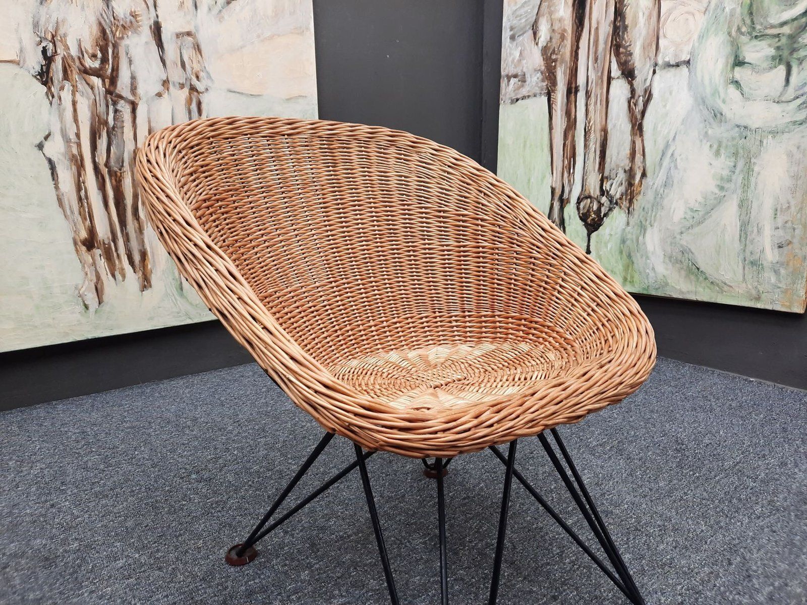 Mid Century Modern Wicker Chair By Teun Velthuizen For Urotan, 1950s photo 590.0