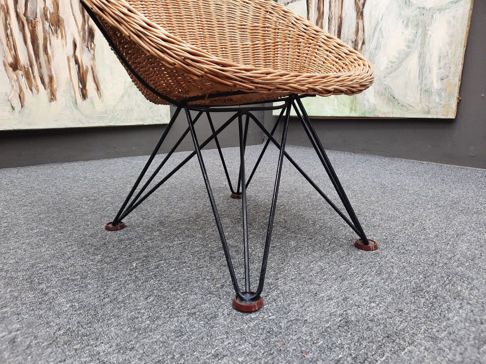 Mid Century Modern Wicker Chair By Teun Velthuizen For Urotan, 1950s photo buy