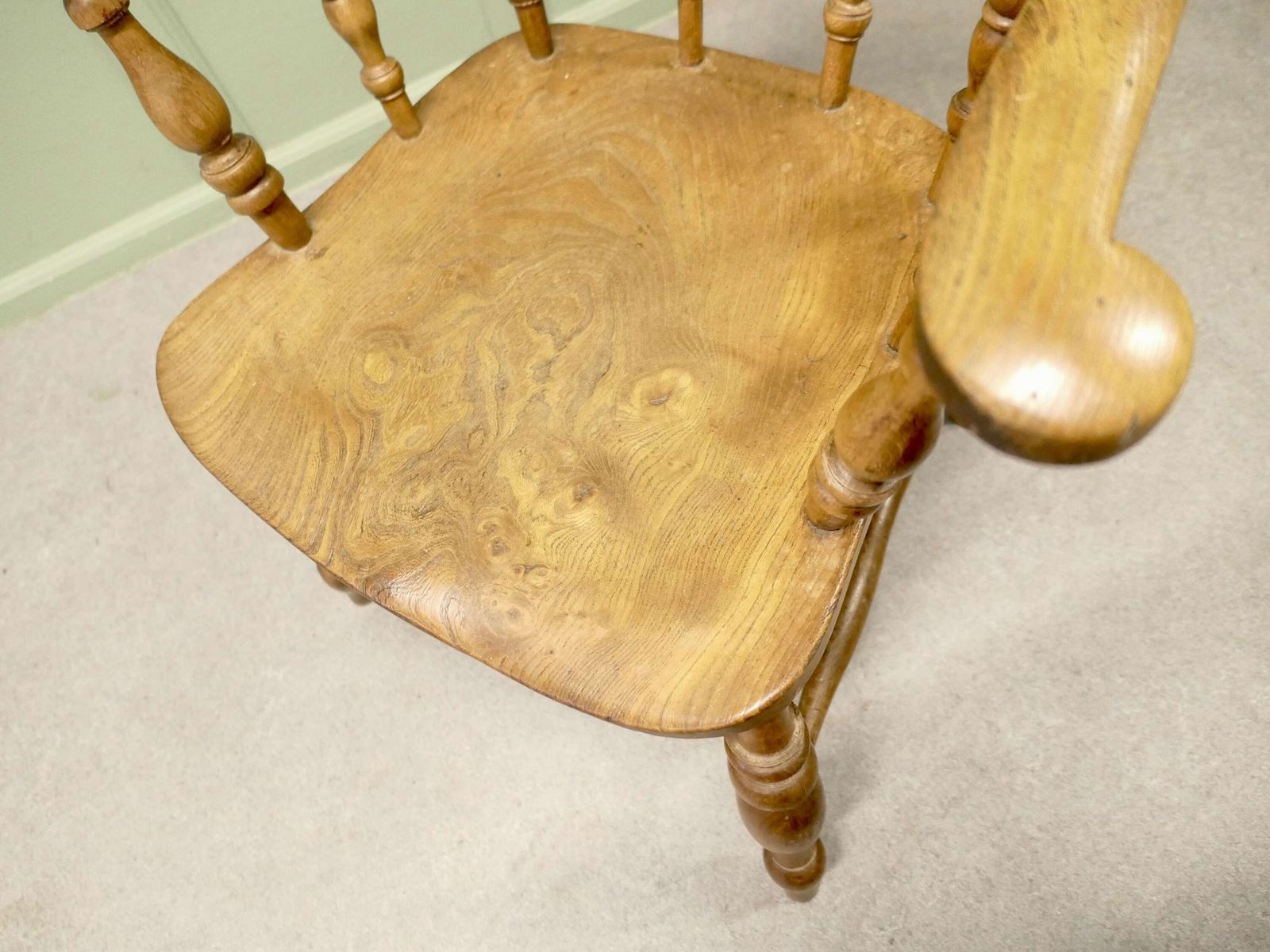 19th Century19th Century Beech And Elm Smokers Bow Office Or Desk Chair photo Furniture