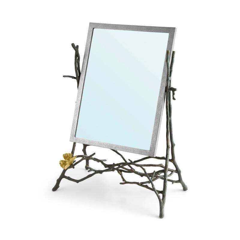 Contemporary Gold Toned Metal Butterfly Ginkgo Vanity Mirror photo furniture