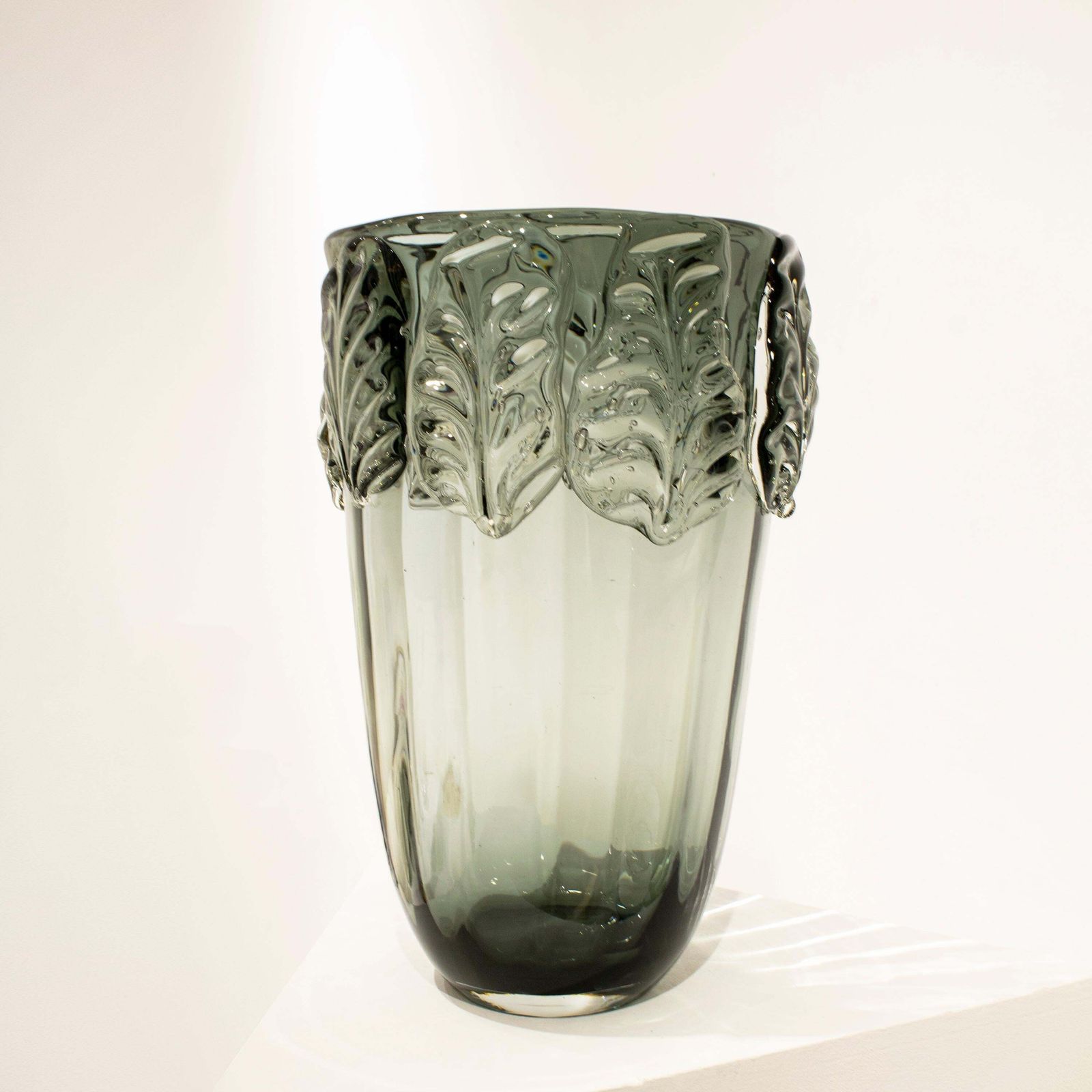 Handcrafted Semi Transparent Grey Glass Vase, Italy, 2024 photo Home Decor