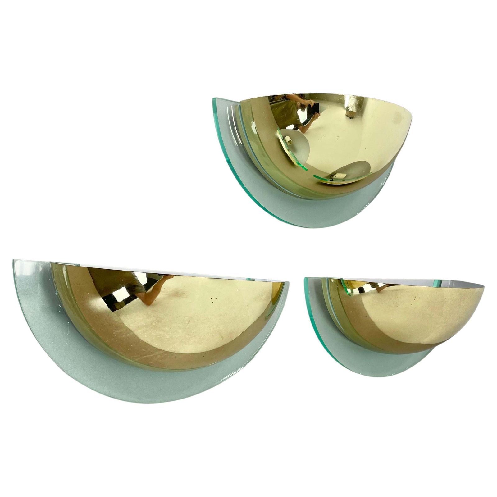 Set Of 3 Metal + Acryl Glass Post Modern Wall Light By Hustadt Leuchten, 1980s
