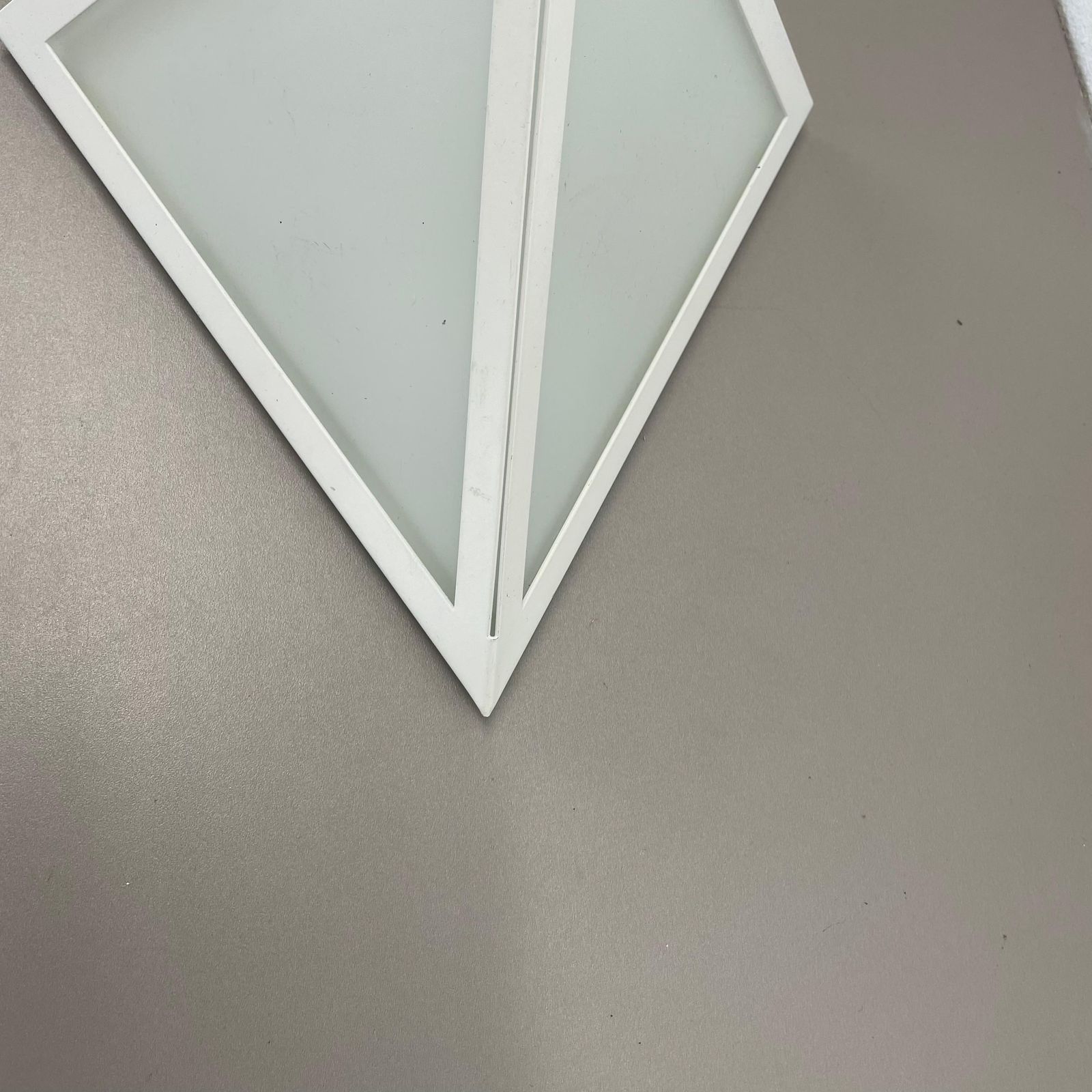 Original Cubic Satin White Glass Wall Light By Glashütte Limburg, Germany 1980s photo 530.0