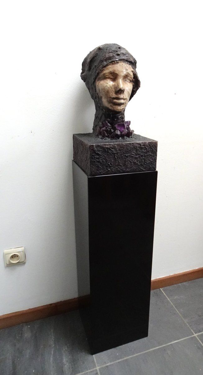 Large Brutalist Bust Sculpture With Amethyst By Marc D'haenens, 1970s photo furniture