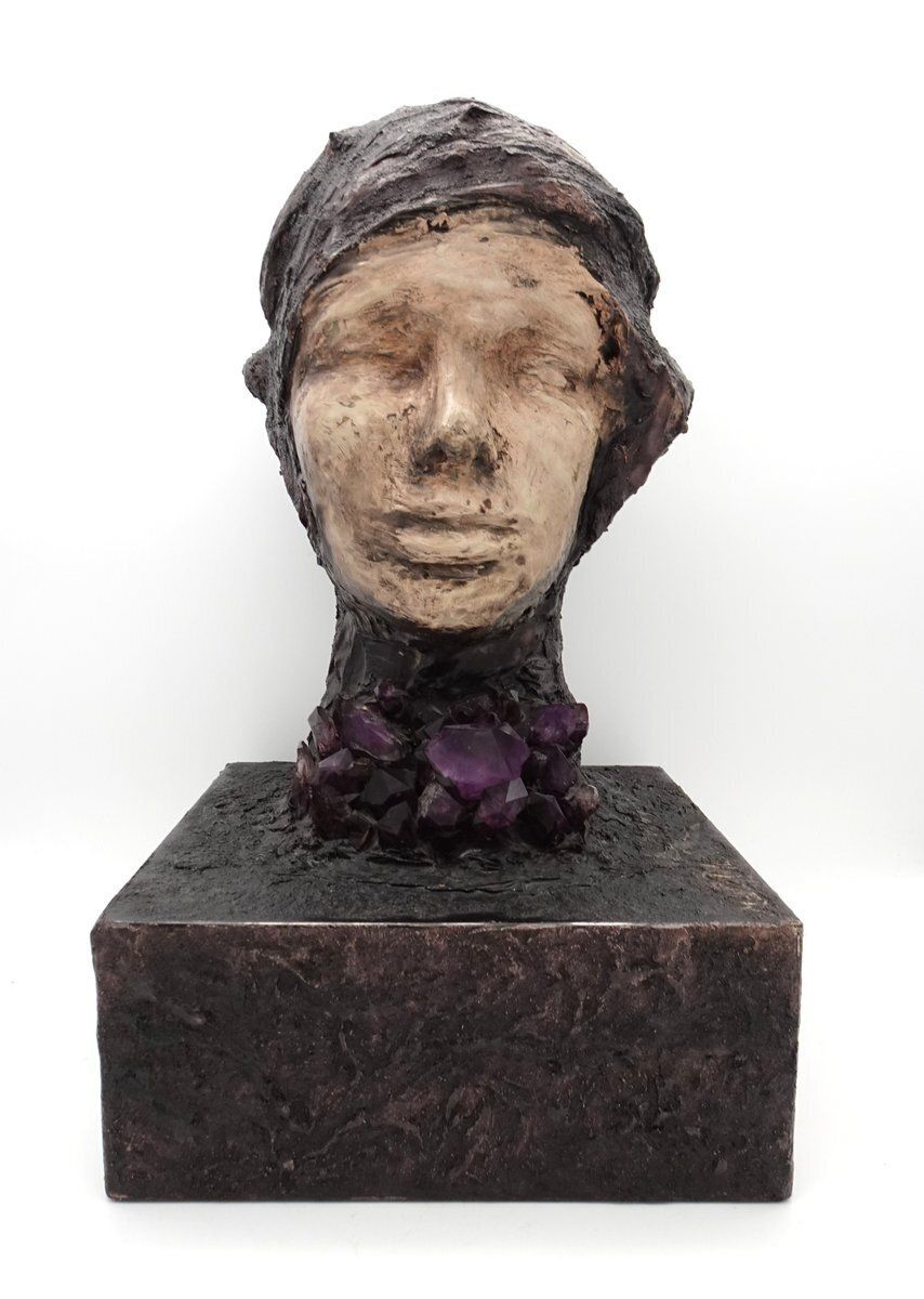 Large Brutalist Bust Sculpture With Amethyst By Marc D'haenens, 1970s photo 1042.0