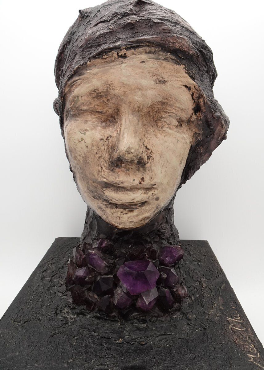 Large Brutalist Bust Sculpture With Amethyst By Marc D'haenens, 1970s photo buy