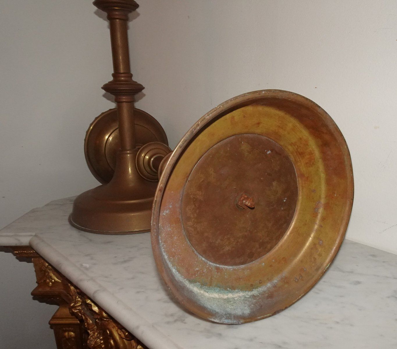 photo furniture Antique Brass Gothic Church Altar Candlesticks, 1890s, Set Of 2