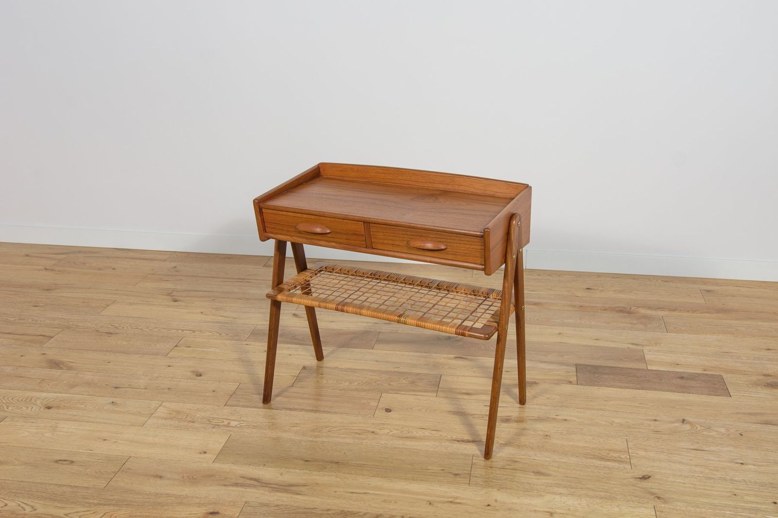 Mid Century Teak And Rattan Console Table From Søren Rasmussen, Denmark, 1960s photo furniture