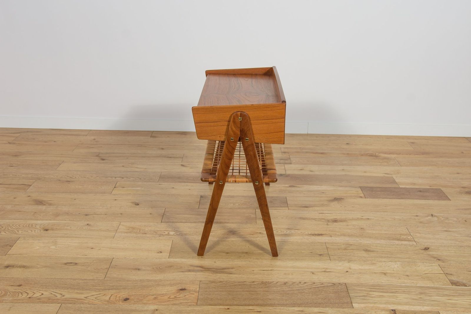 photo furniture Mid Century Teak And Rattan Console Table From Søren Rasmussen, Denmark, 1960s
