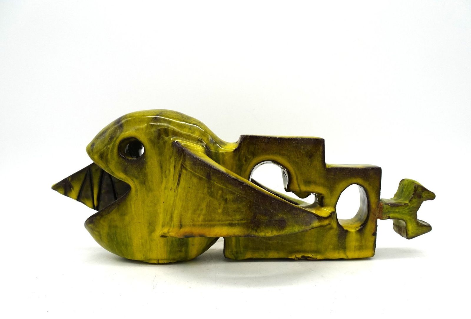 Mid Century Italian Cubist Ceramic Fish Sculpture, 1960s photo furniture