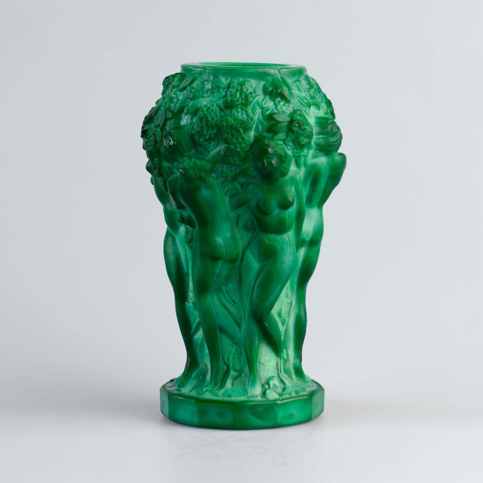 Art Deco Malachite Glass Vase By Curt Schlevogt, 1930s photo Home Decor